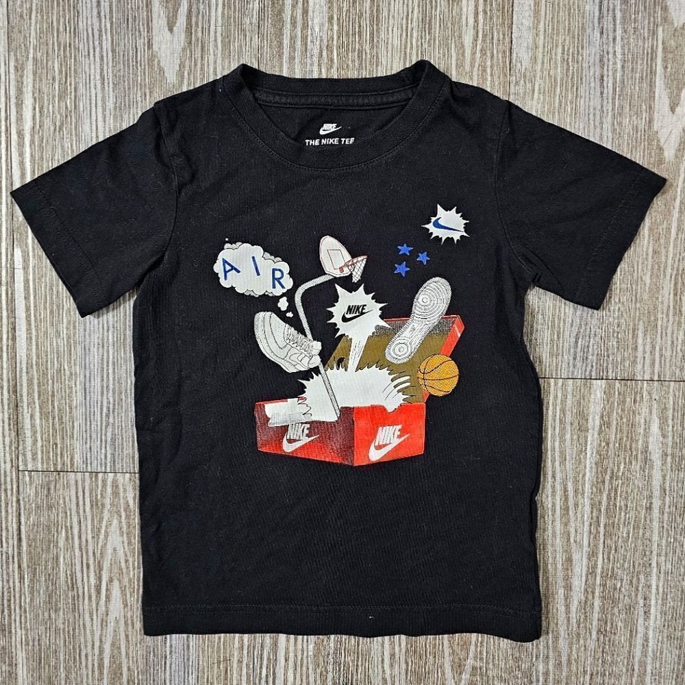 Nike Air Force 1 Kids Tee Graphic T-Shirt Black White Size 5 Unisex Cotton 90s